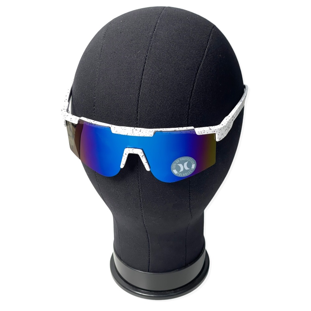 Hurley Semi-Rimless Shield‎ Polarized Sunglasses NWT White / Mirror  #44665-SUN1